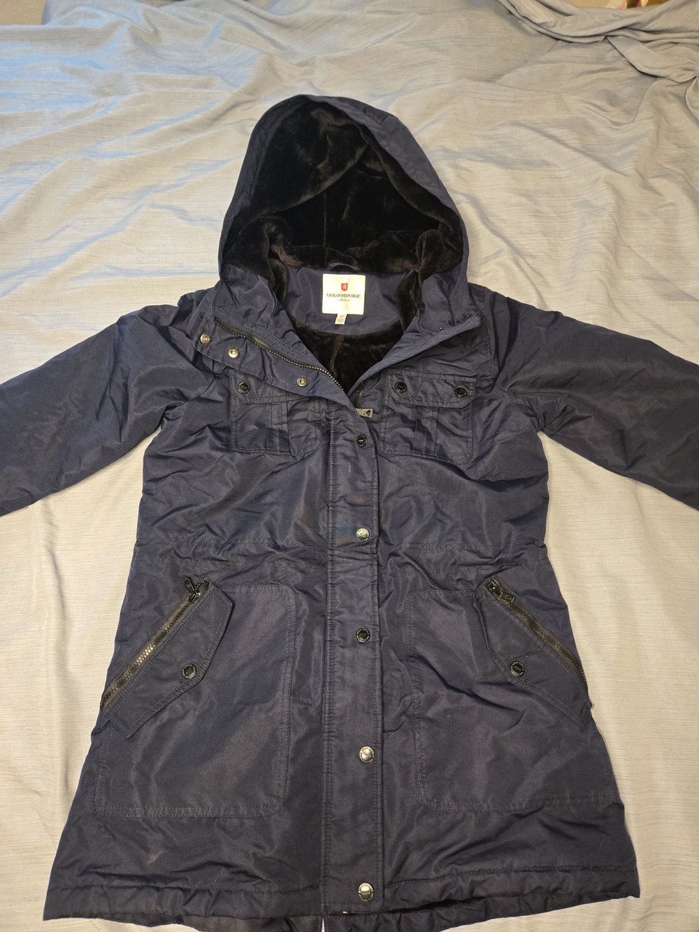 Urban Republic Navy Hooded Ski Jacket with Black Lining